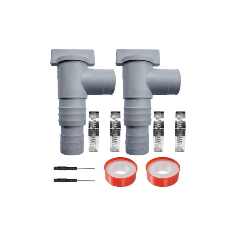 Set Aus 2 Poolwartungs-/absperrventilen Mit 32/38 Mm Schlauchanschluss, Doppelkolbenventil, Zubehör Für Aufstellpools.