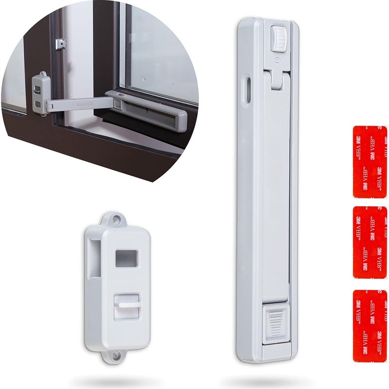 Grauer Fensterriegel Für Nach Innen Oder Außen Öffnende Fenster, Holz-, Metall- Oder Pvc-rahmen, Maximale Breite 3,5 Cm, Sicherheitsschloss