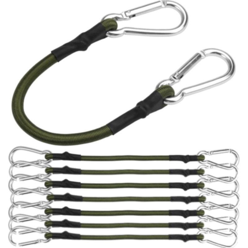 Set Mit 4 Spanngurten Mit 30 Cm Karabinern, Spanngurte Mit Karabinern, Gepäckgurte, Grün, Elastisch, Mit Haken Für Sonnensegel