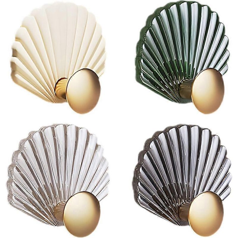 Set Mit 4 Selbstklebenden, Muschelförmigen Wandhaken Für Schlüssel, Hüte, Mäntel, Kleidung Und Handtücher – Perfekt