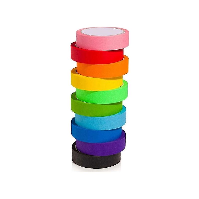 【pp】10 Rollen Farbiges Abdeckband À 20 M In 10 Regenbogenfarben, Leicht Abreißbar, Ideal Für Die Innendekoration
