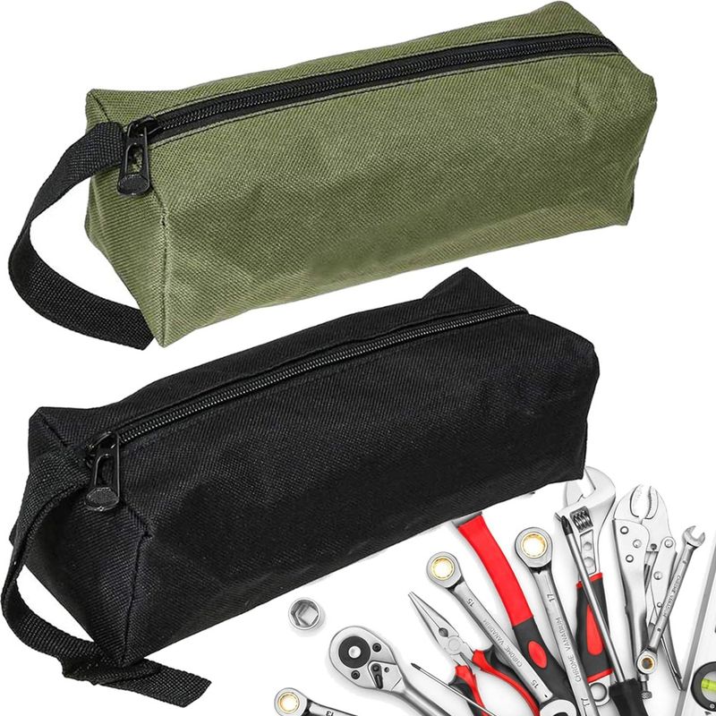 Set Aus 2 Werkzeugtaschen Aus Canvas, Kleine Mehrzwecktaschen Mit Reißverschluss Zur Übersichtlichen Aufbewahrung Verschiedener Elektrikerwerkzeuge