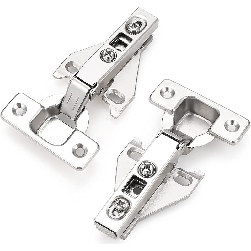 Paar Sanft Schließende 110°-küchentürscharniere In Gebürstetem Nickel-satin Mit Schrauben
