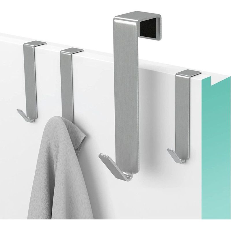 Türhaken Aus Gebürstetem Edelstahl – Für Türen Mit Einer Türfalz Bis Zu 2 Cm – 4er-set – Türhänger Klb