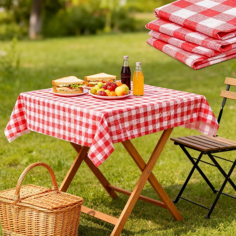 Rot-weiß Karierte Tischdecke, Ideal Für Partys, Picknicks Und Abendessen Im Freien. (farbe: Rot)
