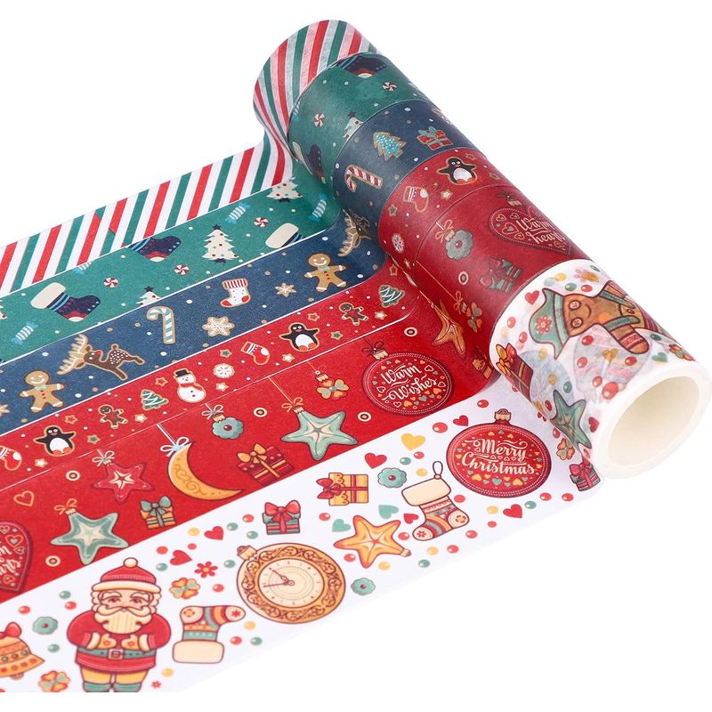 Set Mit 6 Rollen Dekorativem Washi-tape Für Weihnachten: Ideal Zum Einpacken Von Geschenken, Dekorieren Von Weihnachtskarten Und Verschließen Von Karten.