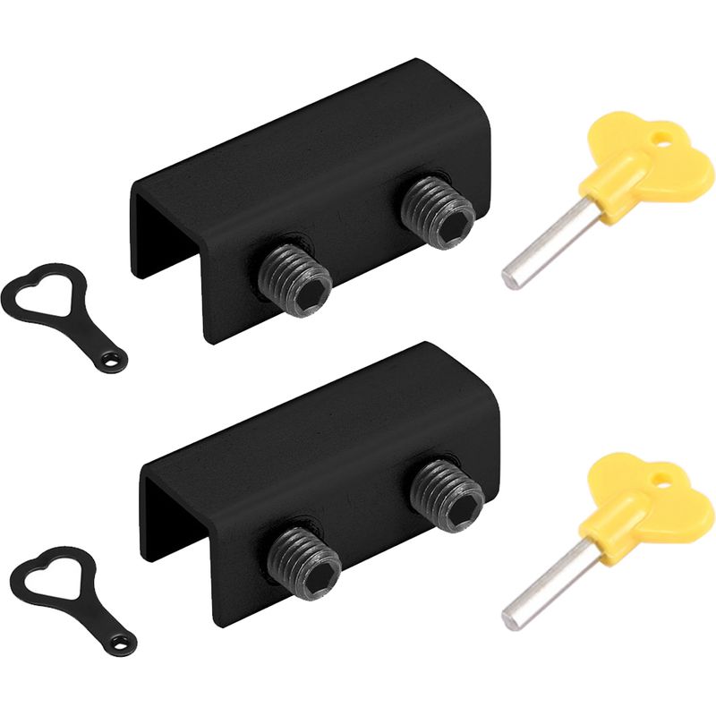 Set Mit 2 Sicherheitsverriegelungen Für Schiebefenster Mit Schlüssel, Stopper Für Vertikale Und Horizontale Schiebetüren, Schwarz Mit Doppelloch