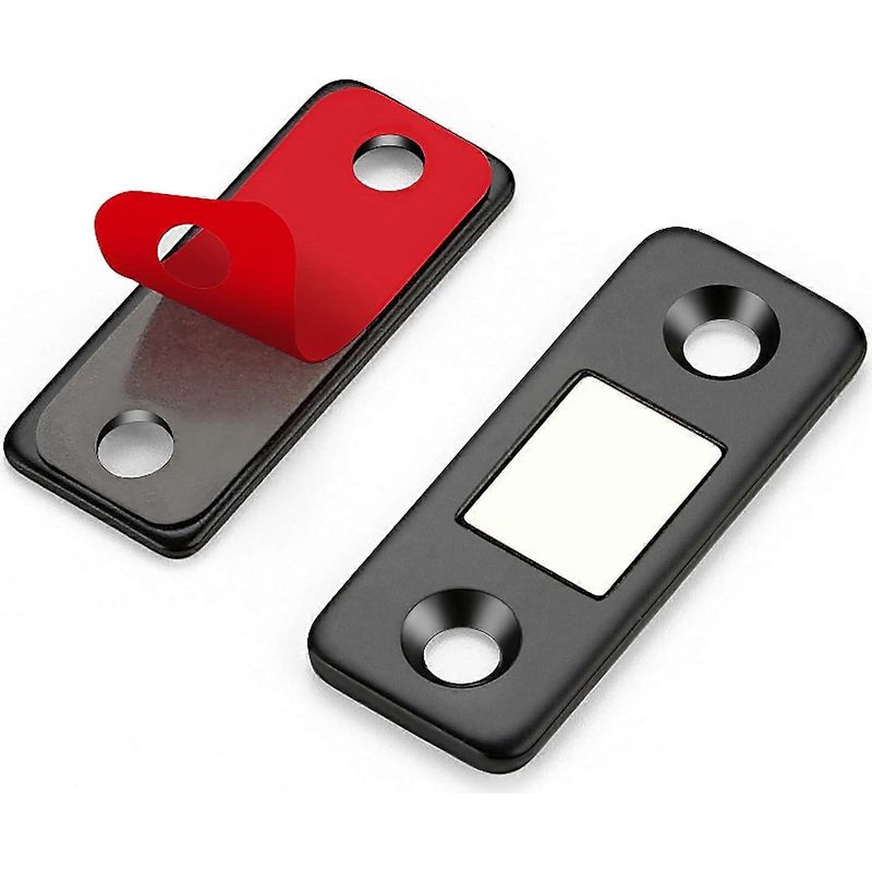 Packung Mit 12 Ultradünnen Edelstahl-schranktürverschlüssen, Schrankmagneten, Selbstklebenden Schubladenverschlüssen, Schwarz.