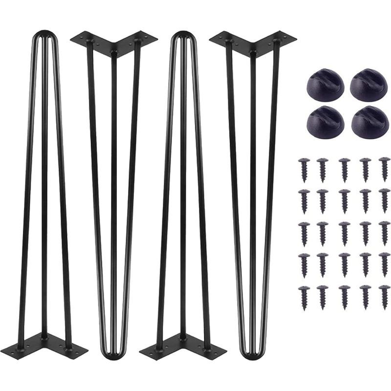 Haarnadelbeine, 40 Cm (16 Zoll) Lange Couchtischbeine, 4er-set, Schwarze Metall-tischbeine, Selbstmontage, Metall-haarnadel-tischbeine, 3 X 10 Mm Stäbe Mit Schrauben