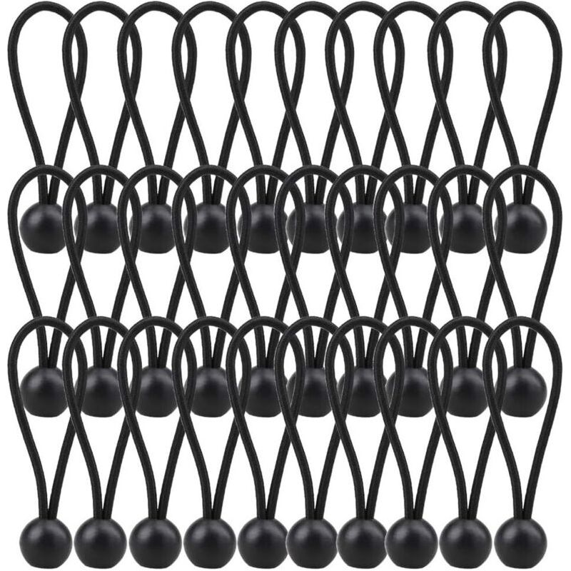 Packung Mit 30 Schwarzen Gummibällen, Robuste Gummibänder Für Planen, Wetterfeste, 4 Mm Dicke Spannbänder – Für Camping, T