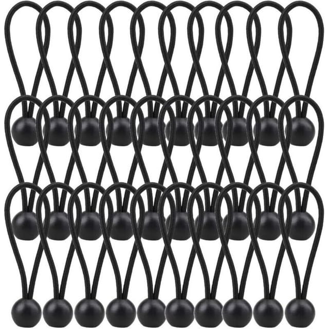 Packung Mit 30 Schwarzen Gummibällen, Robuste Gummibänder Für Planen, Wetterfeste, 4 Mm Dicke Spannbänder – Für Camping, T