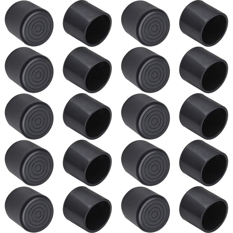 Packung Mit 20 Stuhlbeinschonern, 22 X 22 X 25 Mm, Runde Gummikappen Für Möbel, Tische Und Bänke, Schwarz