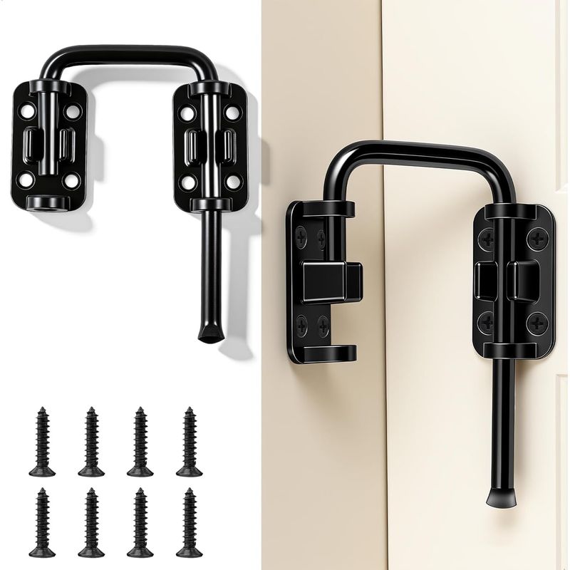 Türschloss, Außentorschloss, Innentürschloss Und Multifunktionaler Sicherheitsriegel – Robuster, Schwarzer Metall-schwingriegel Für Türen, Schränke Und Schubladen