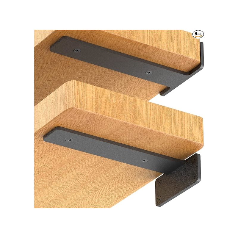 Set Mit 2 Schwebenden Regalträgern, Robuste 15 Cm Industrieregalträger, Schwarze Metallregalträger D