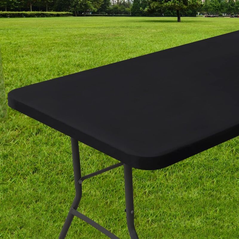 Wasserdichte Und Elastische Rechteckige Polyester-canvas-tischdecke (1,80 M), Geeignet Für Camping Und Outdoor-aktivitäten (schwarz, 76,20 Cm X 182,88 Cm)