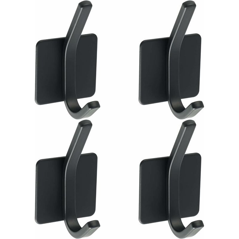 Set Mit 4 Selbstklebenden Wandhaken Aus Edelstahl Sus 304, Schwarzer Handtuchhalter Für Bad Oder Küche