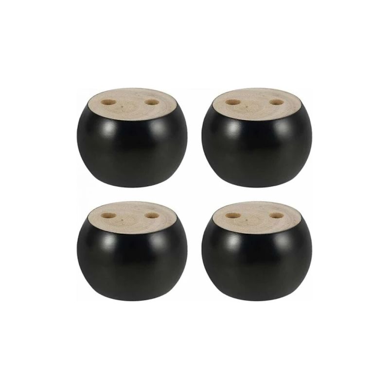 Na/set Mit 4 Runden Holzmöbelfüßen, 5 Cm Hoch, Für Sofa, Bett, Sessel, Schrank, Mit Schrauben Und Gleitern (schwarz)