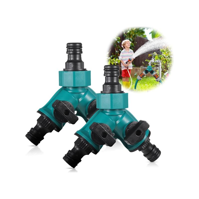Y-verbinder Für Gartenschläuche (2 Stück) Mit Separaten Ein-/aus-ventilen, 2-wege-verbinder Für Die Gartenbewässerung.