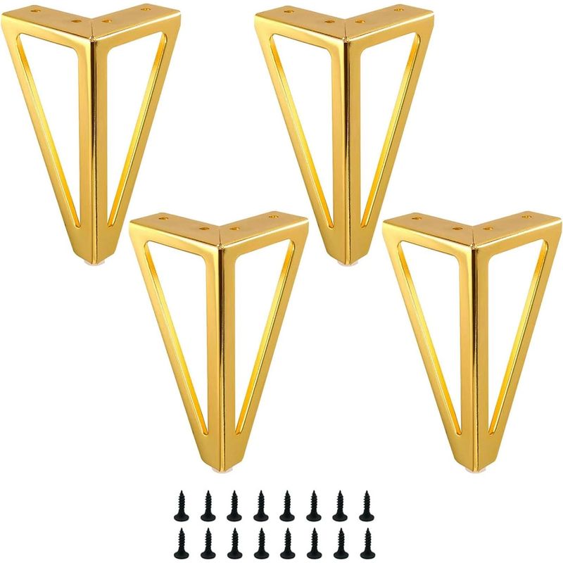 Set Mit 4 Ersatz-möbelbeinen Aus Goldfarbenem Metall, 15 Cm