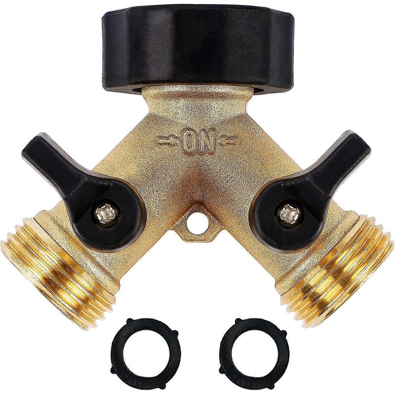 2-wege-gartenschlauchverteiler, Robuste Messingarmatur, Y-förmiger Verteiler Mit 2 Ventilen