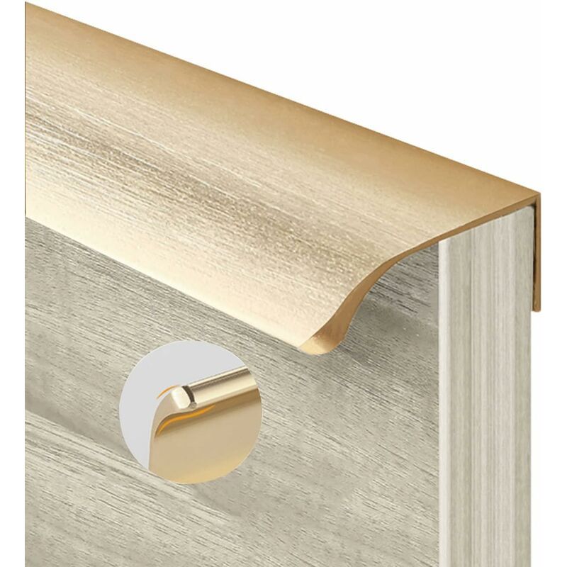Küchengriff Aus Aluminiumlegierung, Unsichtbarer Griff, Gebürstete Goldoberfläche, Möbeltürgriff, Schrankschubladengriff, Schlafzimmerinnenausstattung Mit Schrauben (länge 150 Mm)