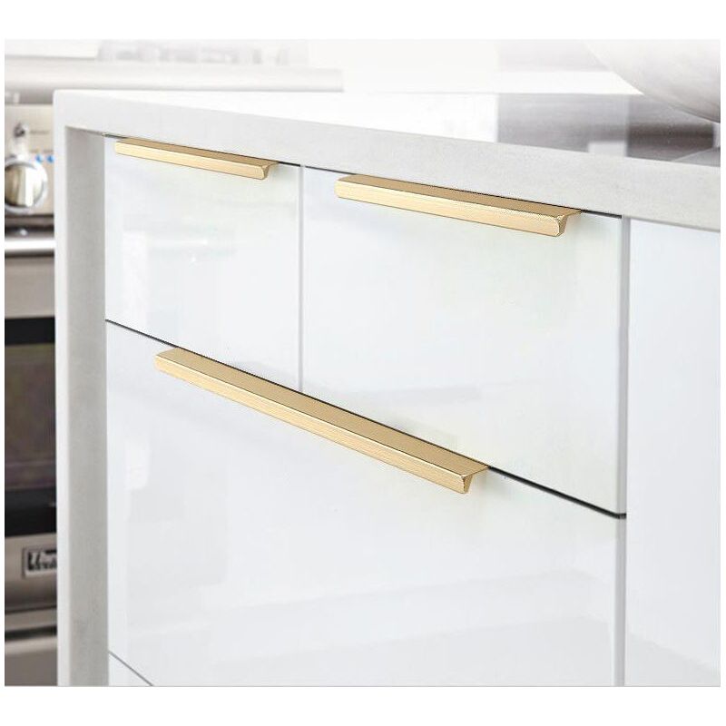 Set Mit 10 Unsichtbaren Möbelgriffen Aus Matter Aluminiumlegierung, 128 Mm Mittenabstand (gold).