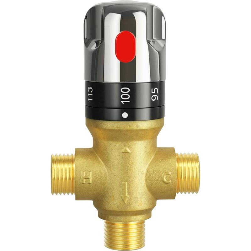 Thermostatmischer Für Duschsysteme, Temperaturregelventil Mit 1/2"-npt-gewinde (us-standard), Massive Messingkonstruktion Mit Fahrenheit-gradmarkierung