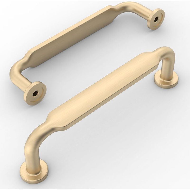 Set Mit 10 Küchentürgriffen Aus Gebürstetem Messing, 96 Mm, Goldfarbene Zinklegierung, Mit Schrauben, Für Schreibtische Und Schubladen.