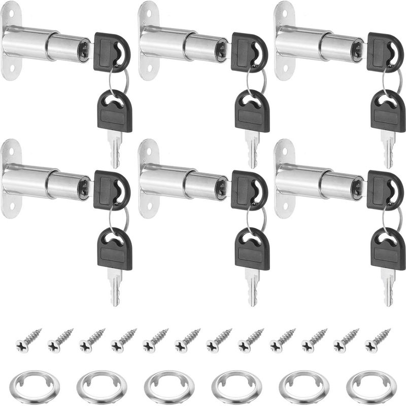 Druckknopfschlösser – Für Türen, Briefkästen, Fenster – Zinklegierung, 32-mm-kern – Mit Schlüsseln – 49,5 X 56 X 19 Mm – Silber