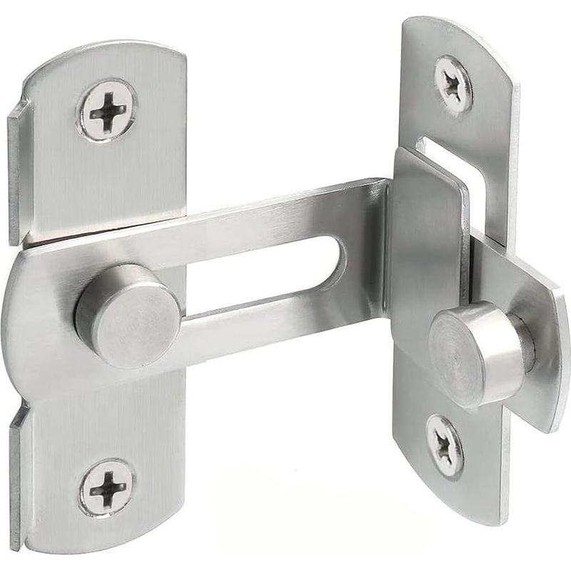 Winkel-schiebeschloss (90°) Aus Edelstahl – Sicherheitsschloss Für Türen, Fenster, Weinkeller Und Gärten – Silber