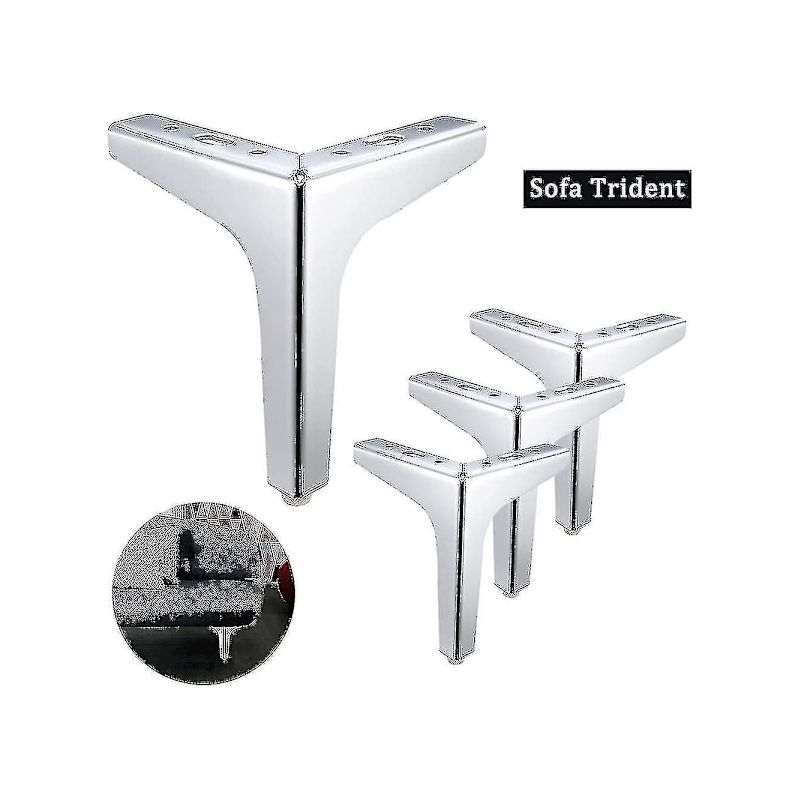 1/4 Moderne Metall-sofabeine, Rauten- Und Dreiecksform, 10/15/17 Cm - Wellngs Silber - 1 Sofabein 15 Cm