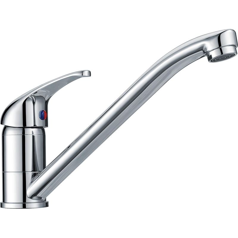Einhebel-küchenarmatur Mit Langem Schwenkauslauf, Einteilige Armatur, Korpus Aus Massivem Messing, Verchromte Armaturen, 1-loch-anschluss