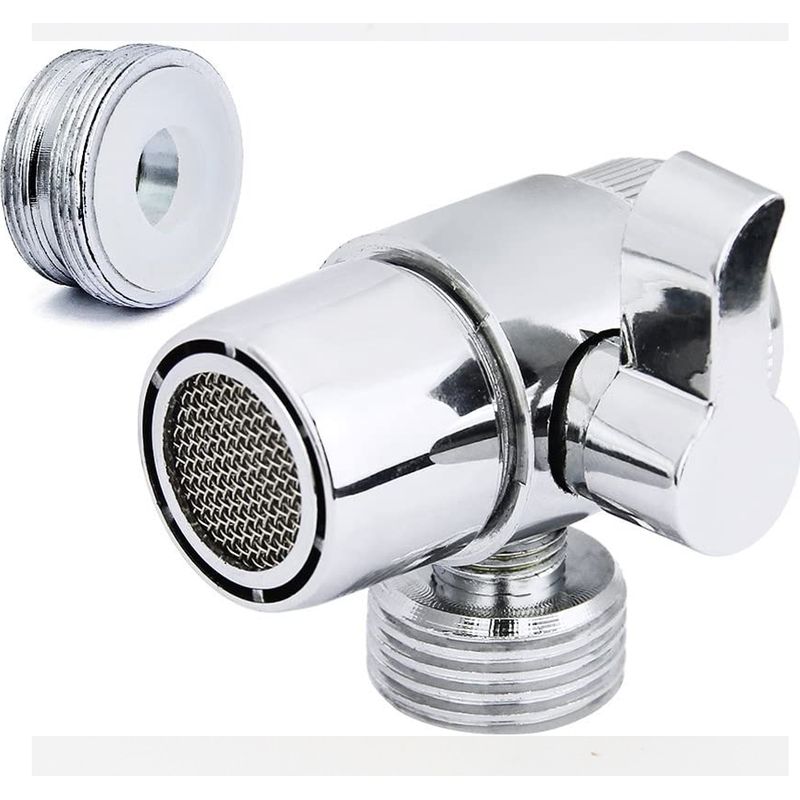 Duschumsteller (m22 X M24), Hochwertiges Aluminiumventil, Ersatzventil -3/4" Und 1/2" Ips, Verchromter Messingadapter, 3-wege-absperrventil Für Küche Oder Bad (