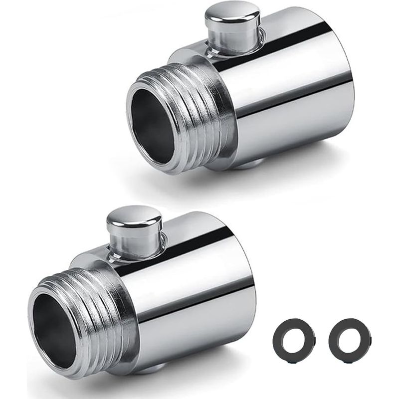 Set Mit 2 Wassersparenden Abs-duschköpfen, G1/2-gewinde, Mit Absperrventil Und Ein-knopf-schalter. Einfache Installation. Geeignet Für Küche Und Bad.