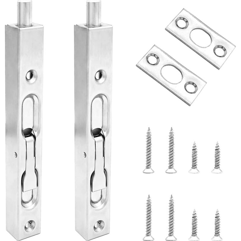 Unsichtbares Türschloss (15 Cm), Edelstahl, Verdecktes Sicherheitsschloss, Schiebeschloss, Schloss Für Doppeltüren