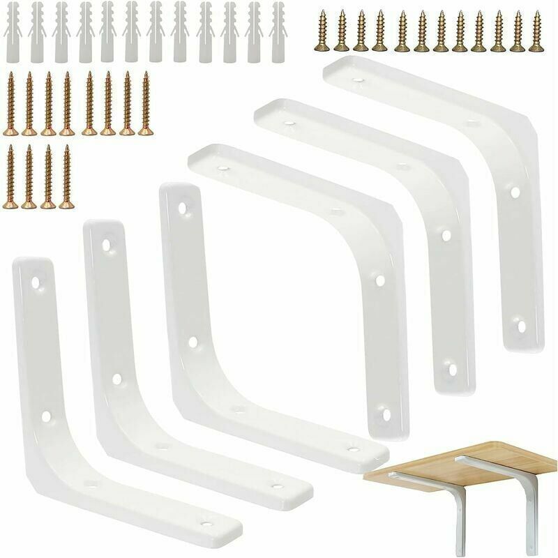 Weiße L-förmige Regalwinkel, 6er-set, 100 Mm Rechtwinklige Winkel, Kompatibel Mit Wandregalwinkeln Für Möbel.