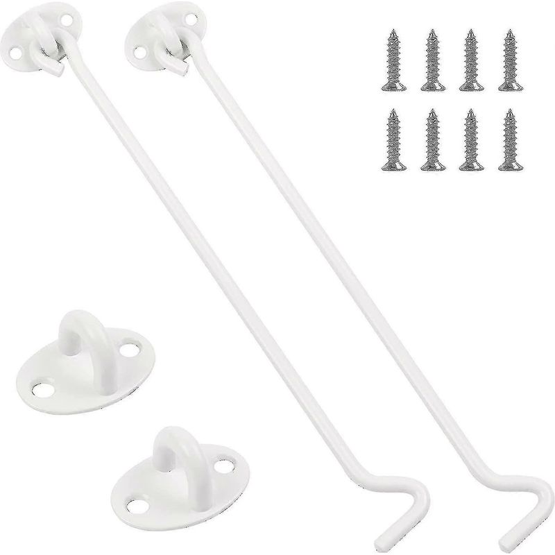 [rm] 2 X 40 Cm Lange Sturmhaken, Kabinenhaken, Sturmhaken Aus Edelstahl, Fensterhaken, Ösenbolzen, Türriegel Mit Ösenplatte Und Befestigungsschrauben