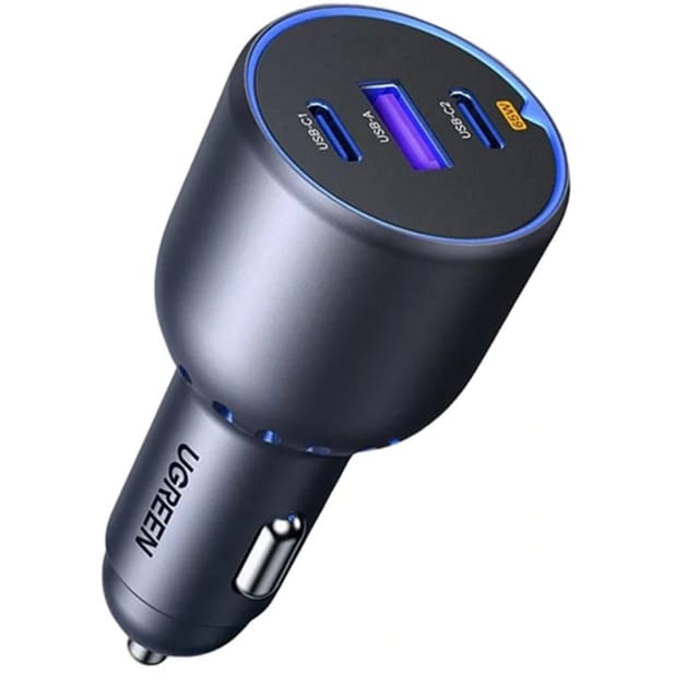 130W Autoladegerät 2x USB-C 1x USB-A - Grau