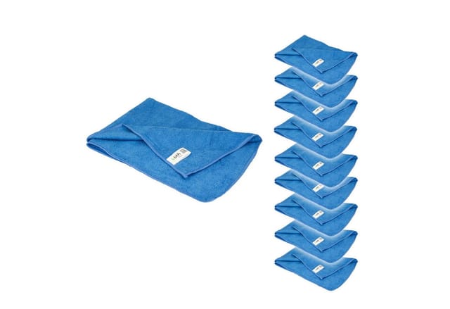 ULITH Clean-Basic Microfasertuch (10 Stück), 40 x 40 cm, Blau, 210 GSM, Robust, Langlebig, mit hoher Wasseraufnahme