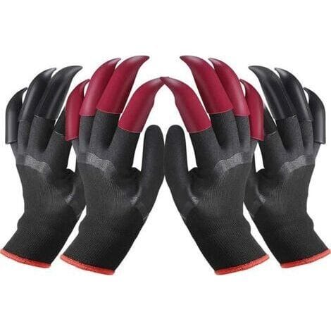 2 Paar Wasserdichte Gartenhandschuhe, Größe 2611 Cm, Mit Je 8 Rot/schwarzen Krallen, Geeignet Zum Graben, Arbeiten Und Für Die Arbeit Auf Dem Bauernhof