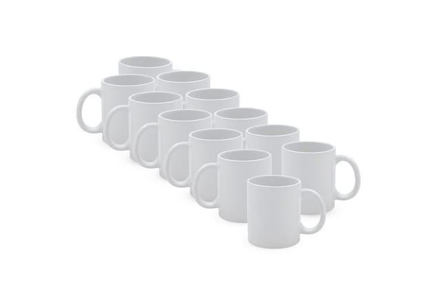 Porzellan Kaffeebecher mit Henkel weiß für 310 ml - 12er Set - Kaffee und Tee Tasse zum Bemalen und Personalisieren