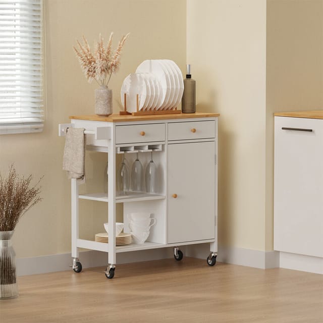 Küchenwagen Trayz, Weiß, 89 x 87 cm mit Rollen, Vicco