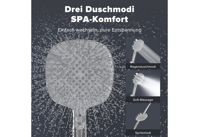doporro Badewannenarmatur mit Handbrause, Wasserfall Wannenarmatur aus Vollmessing, Armatur Badewanne Wandarmatur, Wandmontage mit 1.5m