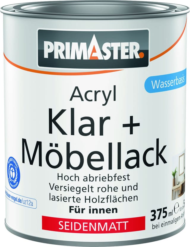 Primaster Acryl Klar + Möbellack 375 ml farblos seidenmatt Lack