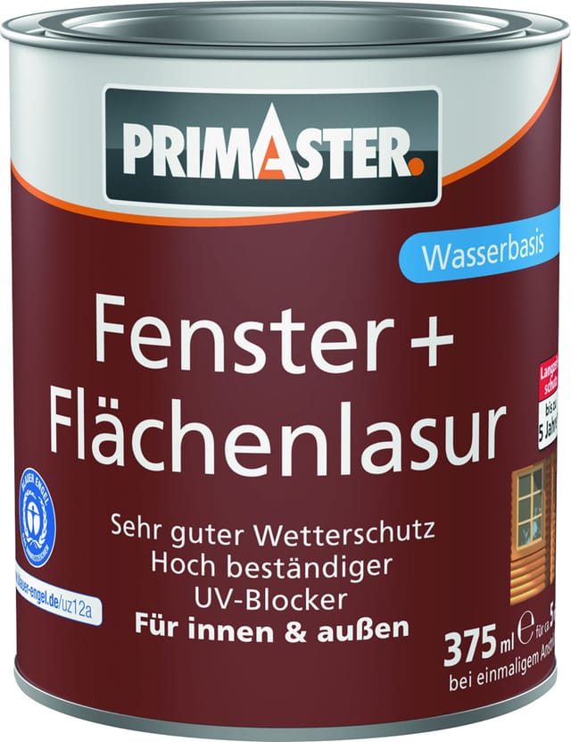 Primaster Fenster + Flächenlasur 375 ml nussbaum Holzlasur