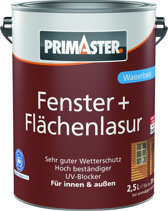 Primaster Fenster + Flächenlasur 2,5 L grau Holzlasur
