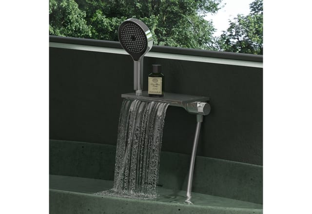 Mai & Mai Duschsystem mit Regendusche Duschkopf Duscharmatur 5 Strahlarten Duschbrause mit Unterauslauf Handbrause aus Messing DSN-401