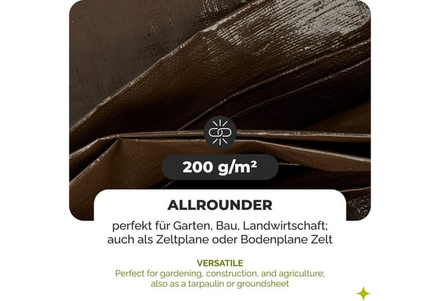 Garronda Abdeckplane 2x3 m 200 g/m² Plane wasserdicht mit Ösen UV-beständig reißfest schimmelresistent Tarp PP Gewebeplane für Gartenmöbel Auto Holz