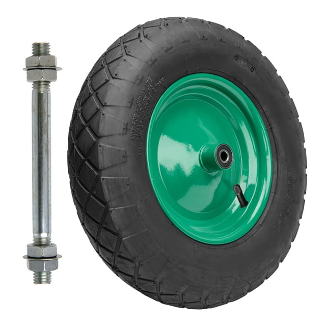 Garronda Ersatzrad Schubkarre 4.80/4.00-8 Schubkarrenrad Ø 390 mm Luftreifen 4PR Reifen bis 220 kg mit Achse Stahlfelge Kugellager für Gartenwagen