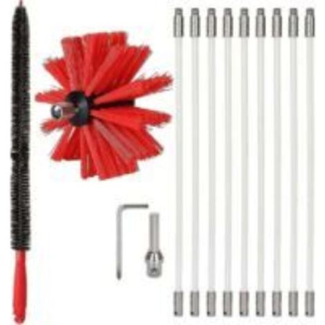 Klvgtifs Pu - Snq – Schornsteinreinigungsset 3,6 M – 100 Mm Verstellbare Nylonbürste – 9 Flexible Stäbe Für Effektive Reinigung